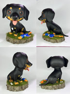 Figura personalizada de mascota : Teckel estilo cabezón lengua fuera