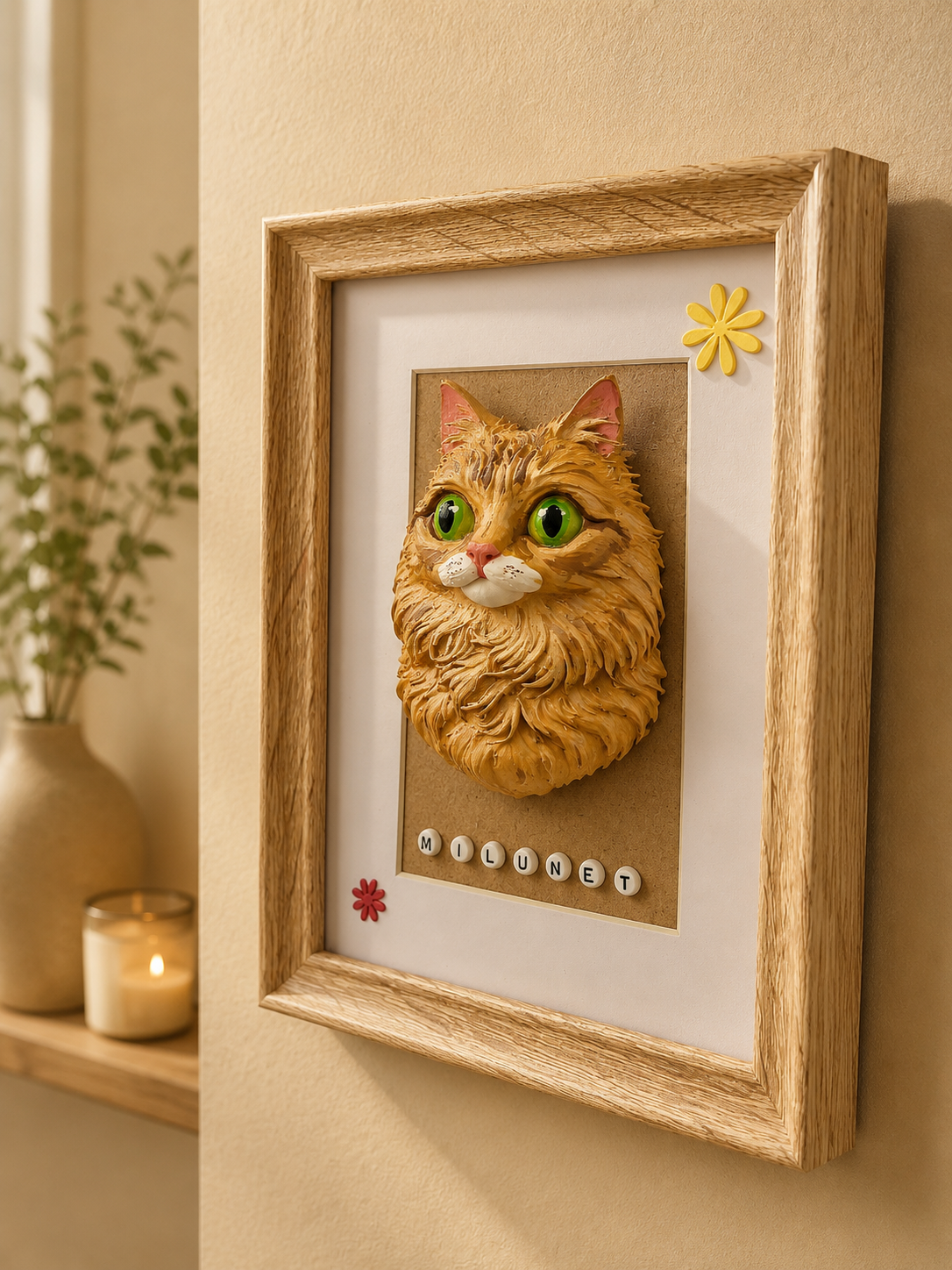Busto decorativo de mascota : gato peludo