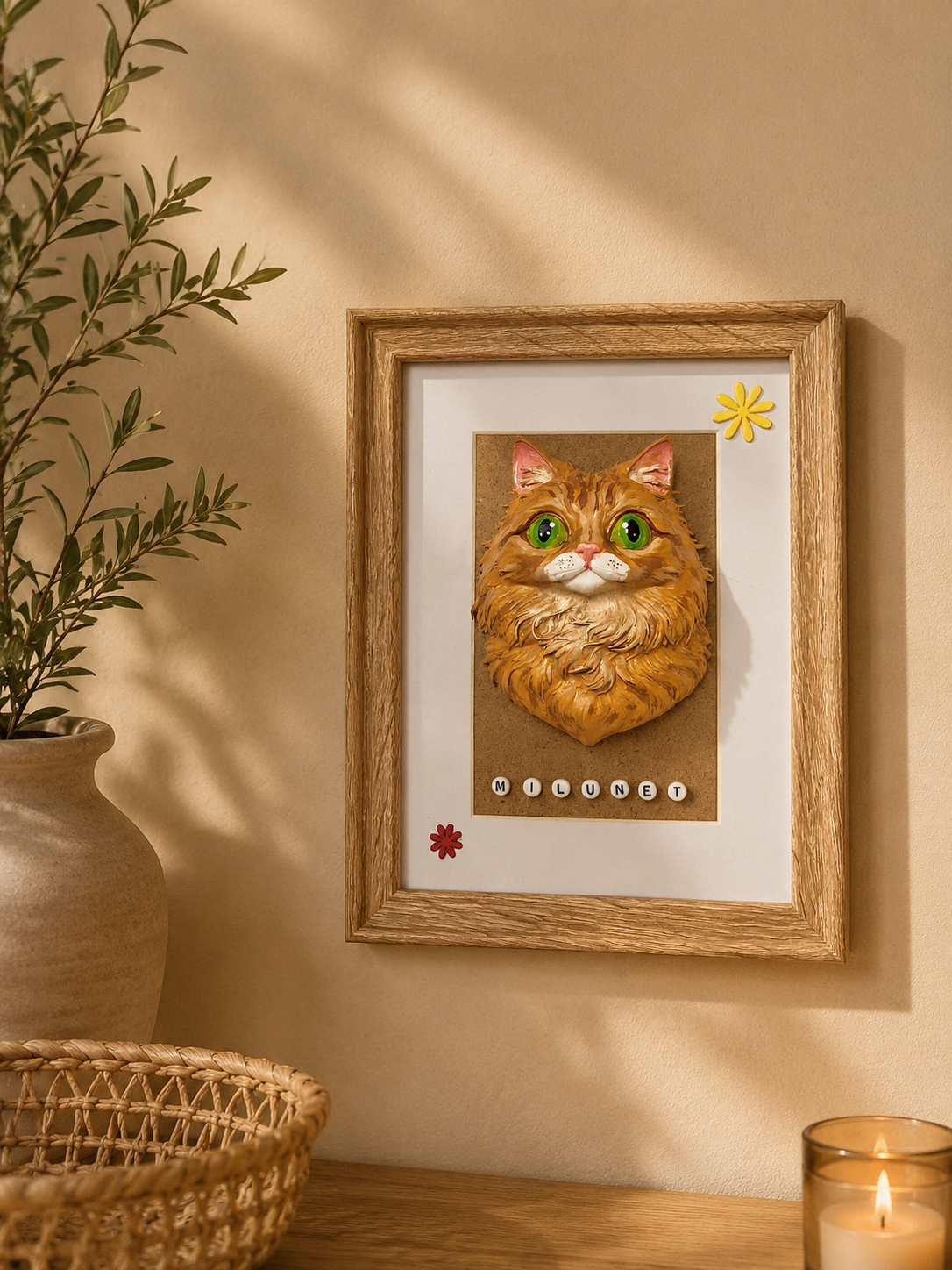 Busto decorativo de mascota : gato peludo