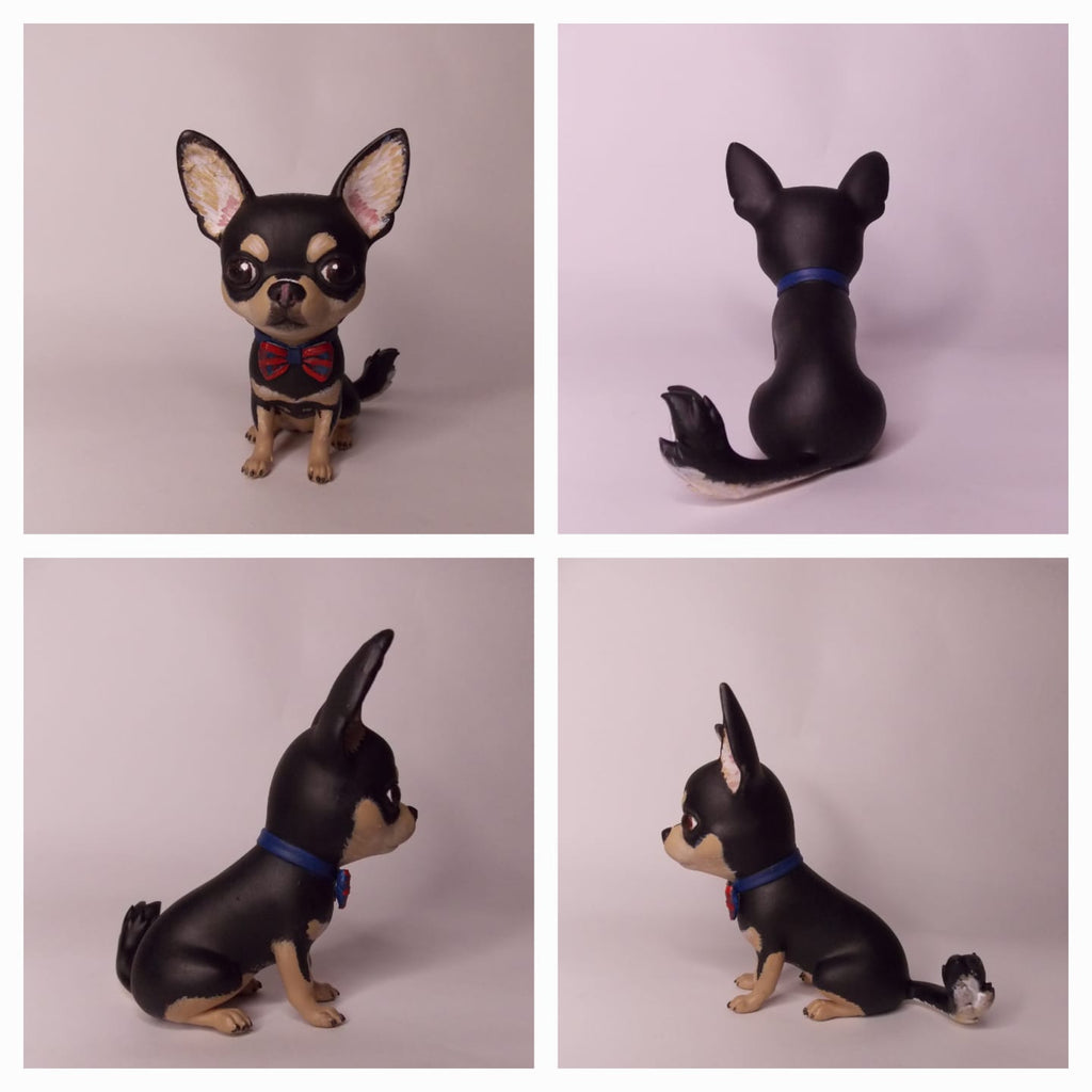 Figura personalizada de mascota : Chihuahua estilo toy con pajarita