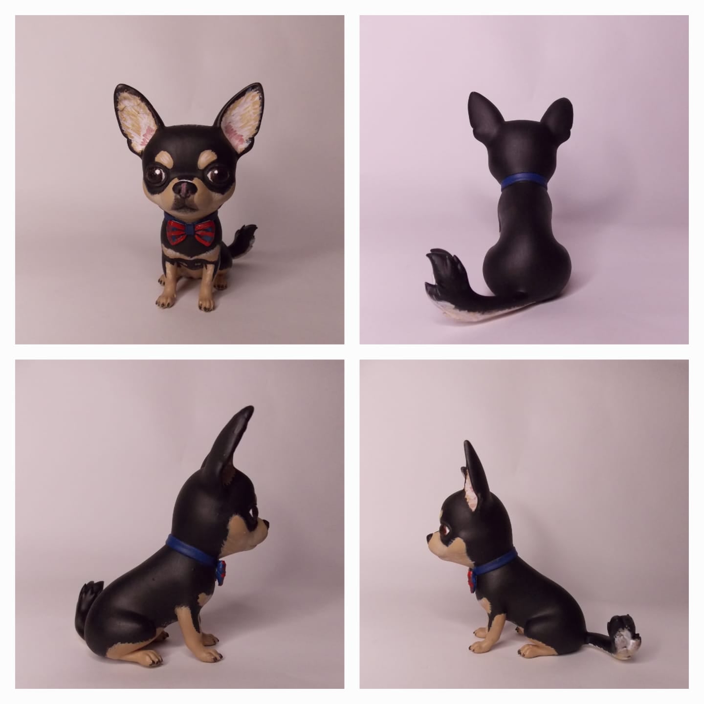 Figura personalizada de mascota : Chihuahua estilo toy con pajarita