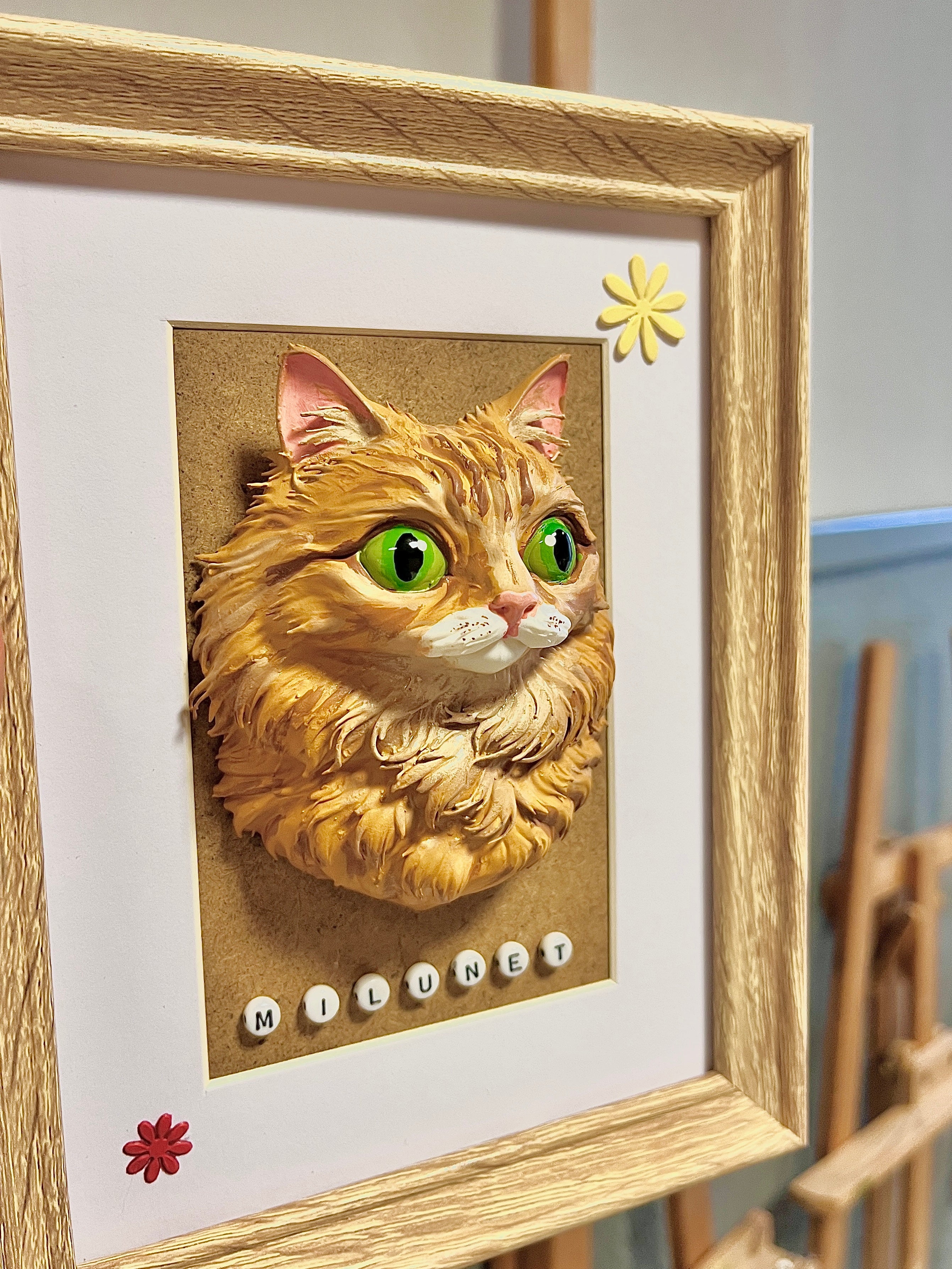 Busto decorativo de mascota : gato peludo