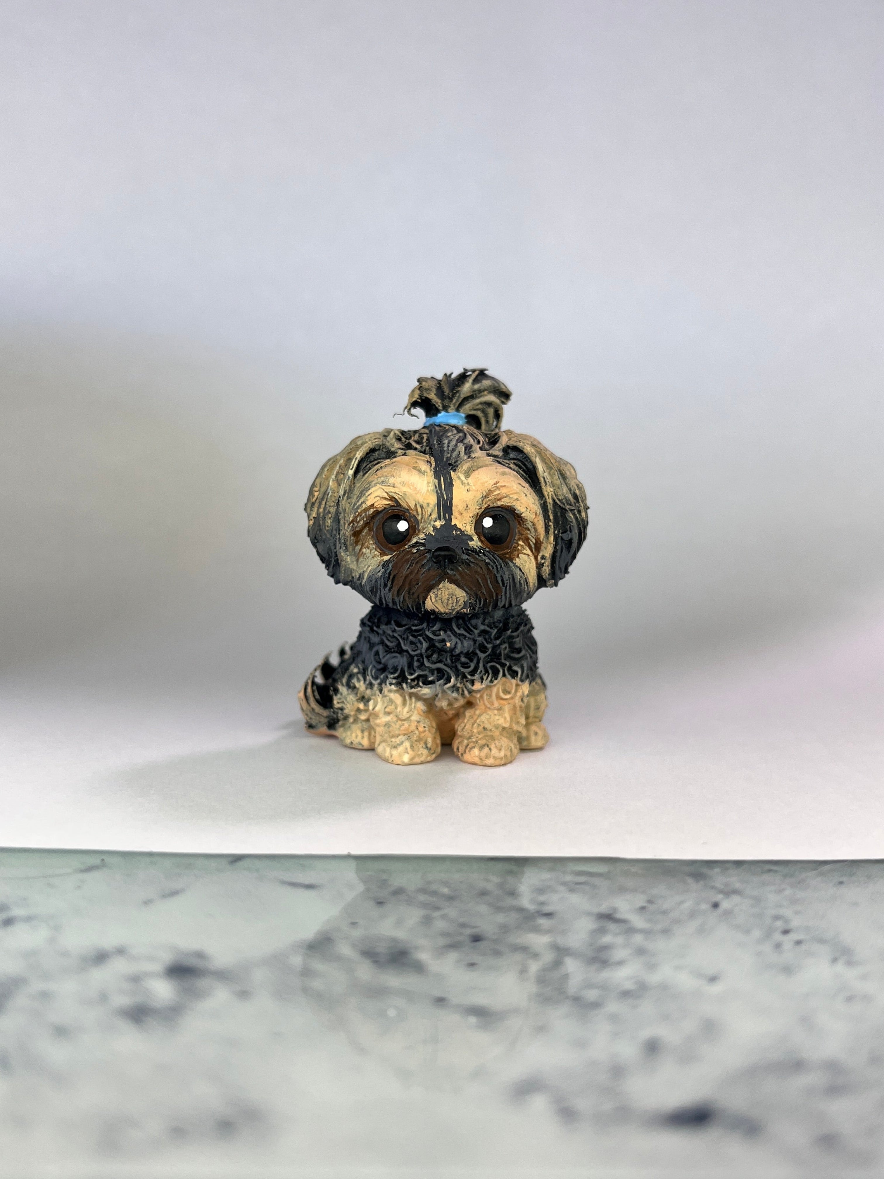 Figura personalizada de mascota : Shih Tzu con coleta