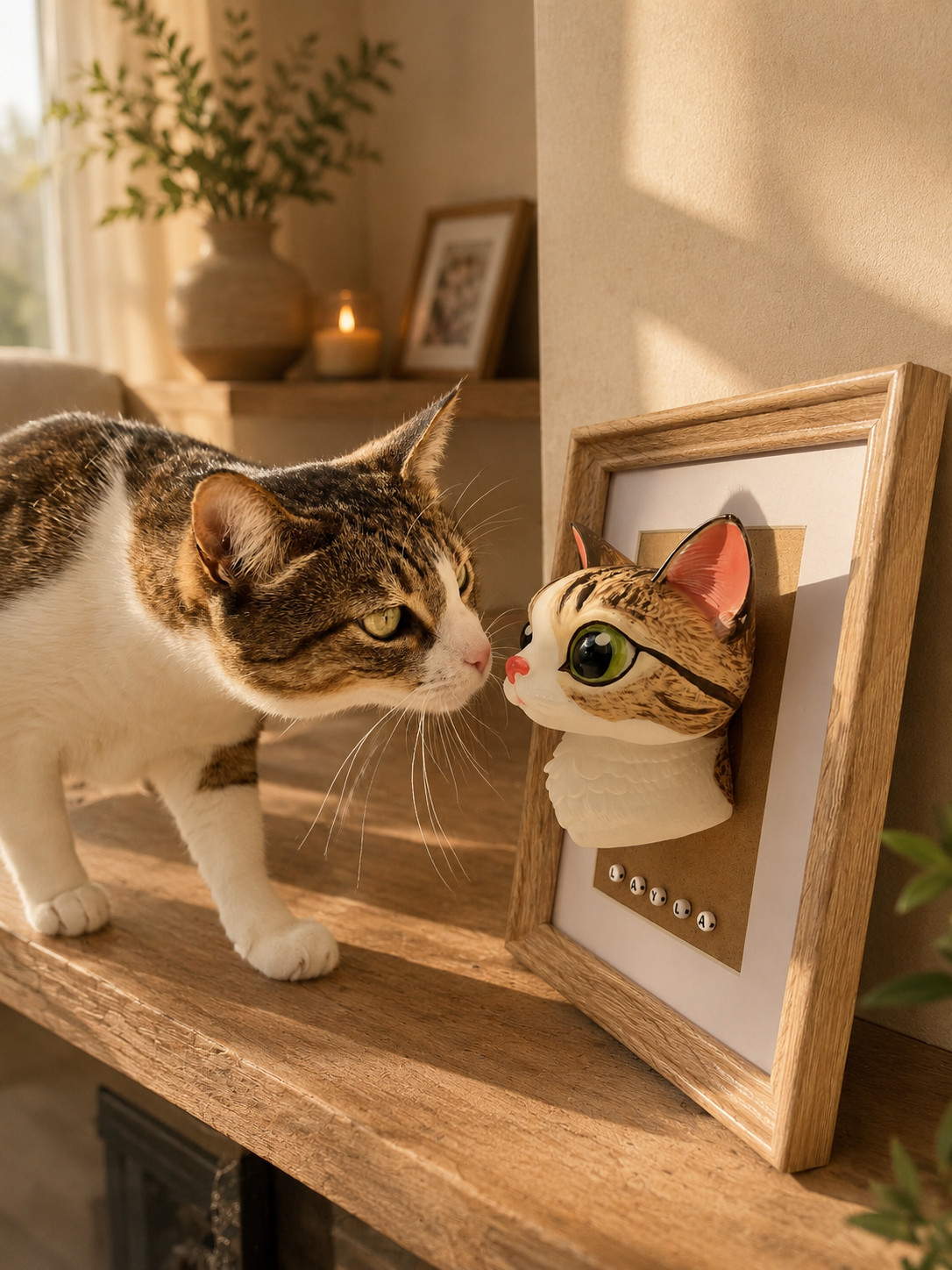 Busto decorativo de mascota : gato común europeo